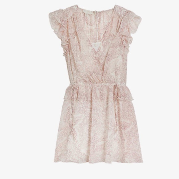 Ted Baker Evelyna Printed Ivory Pink Texture GGT V-neck Mini Dress Sz 1 US 4 S - Picture 15 of 15